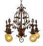 Ornate Vintage Romance Revival 5 Light Chandelier with Hammered Texture and Copper Finish
