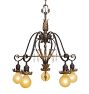 Vintage 5 Arm Bare Bulb Chandelier Classical Revival w Crystals
