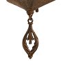 Vintage 5 Light Art Deco Chandelier with Cast Body and Amber Etched Glass Slipper Shades