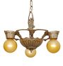 Vintage Art Deco 3 Light  Mini Chandelier with Barebulbs