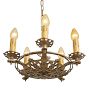 Vintage Art Deco Bare Bulb Chandelier 5 Light Cast Body Candle