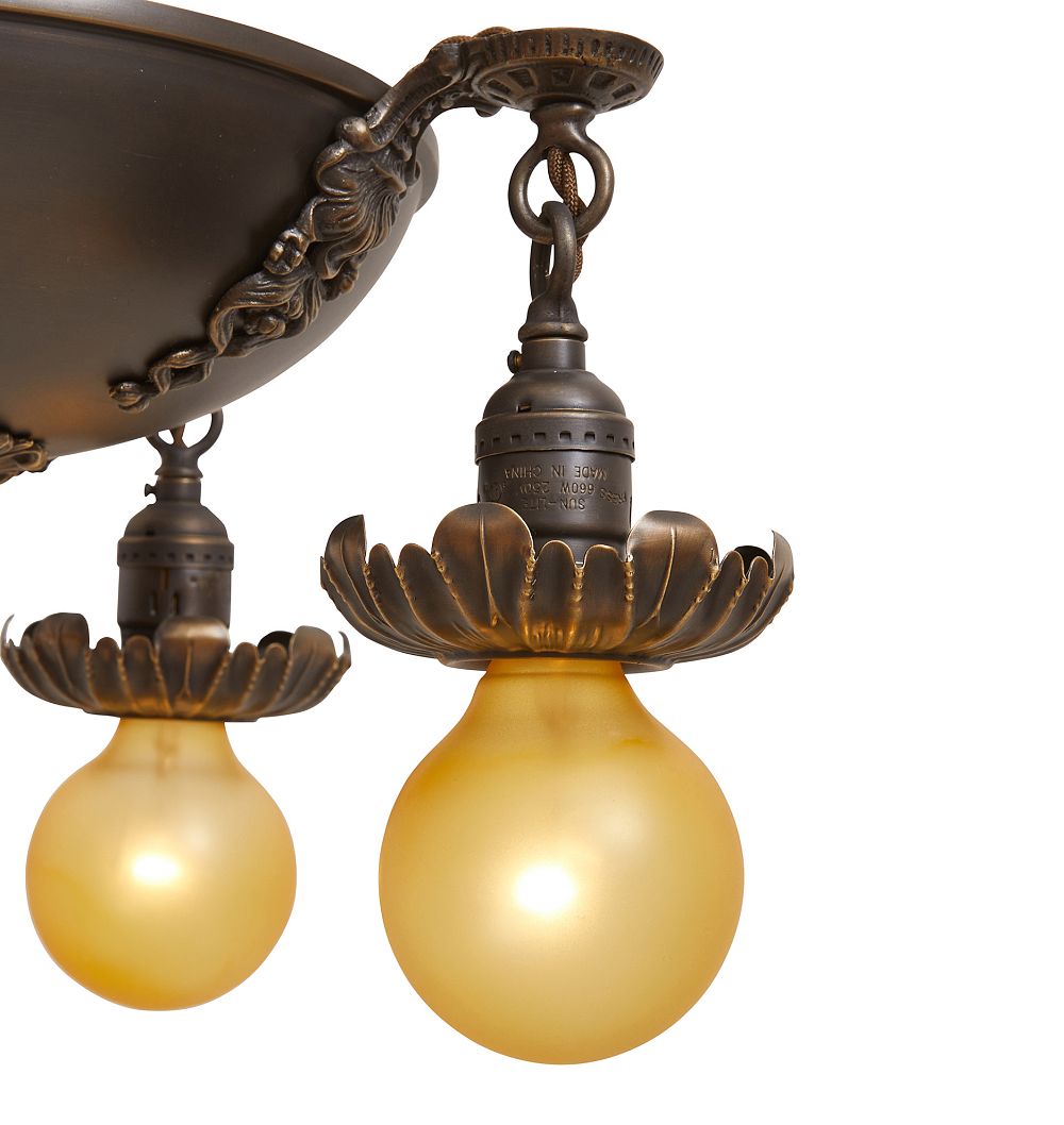 Vintage Classical Revival 4 Light Pan Chandelier with Handcrafted Highlights by Rejuvenation