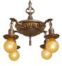 Vintage Classical Revival 4 Light Pan Chandelier with Highlighted Floral Relief