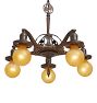 Vintage Classical Revival Cast 5 Light Barebulb Chandelier