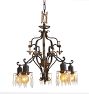 Vintage Classical Revival Chandelier 5 Arm Bare Bulb in Mixed Finish with Decorative Crystals
