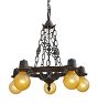 Vintage Gothic Romance Revival 5 Light Barebulb Chandelier with Dark Hammered Finish