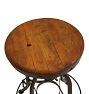 Vintage Industrial Metal Stool with Adjustable Wood Seat