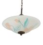 Vintage Post Modern Deco Pendant with Floral Pop Art Glass Bowl Shade