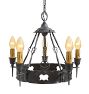 Vintage Spanish Revival 5 Light Chandelier Wrought Iron Bare Bulb