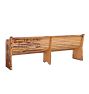 Vintage Wood Bench with Slatted Backrest  High Arms and Worn Paint