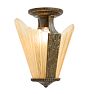 Vintage Art Deco Semi Flush with Pressed Slipper Shade and Linear Motif