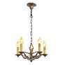 Vintage Classical Revival Cast Iron Chandelier with Hammered Texture