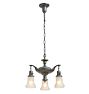 Vintage Classical Revival 3 Light Pan and Hanging Fineal Chandelier
