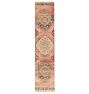 Vintage Turkish Hand-Knotted Wool Runner Floral Medallion Pink 13 x 3ft