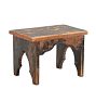 Vintage Traditional Rustic Painted Footstool with Carved Legs