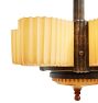 Vintage Art Deco 5 Light Chandelier with Fluted Slipper Shade and Lens