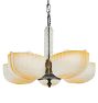 Vintage Art Deco 5 Light Chandelier with Gradient Slipper Shades and Glass Panel