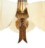 Vintage Art Deco 5 Light Chandelier with Slipper Shade and Linear Fluting