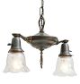Vintage Classical Revival 2 Light Pan Chandelier with Ribbon Fineal