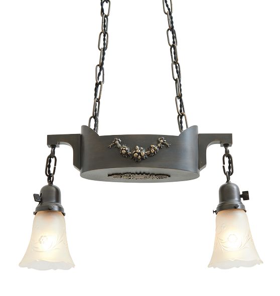 Vintage Classical Revival Brass Pan Chandelier with Wreath Motifs by Rejuvenation
