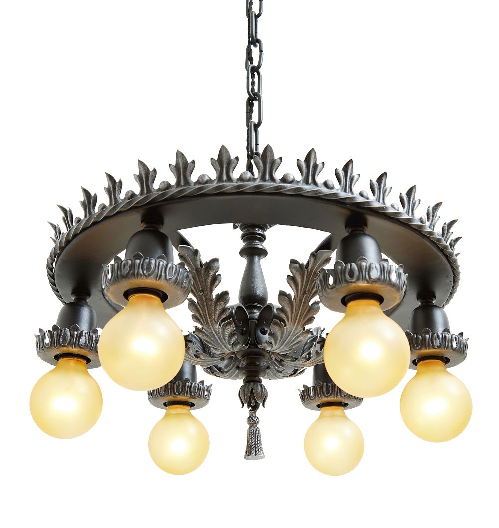 Vintage Classical Revival Chandelier with Leaf Motif by Rejuvenation