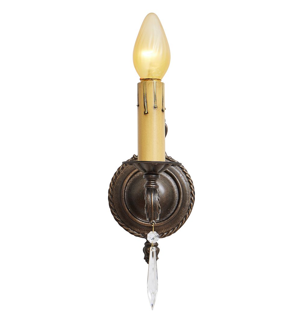 Vintage Colonial Revival Simple Sconce with Crystal Set of 2 by Rejuvenation