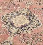 Vintage Turkish Hand-Knotted Wool Rug Floral Medallion Coral 6-1/2 x 9ft