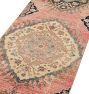 Vintage Turkish Hand-Knotted Wool Runner Floral Medallion Pink 13 x 3ft
