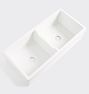 Frost Fireclay Double Kitchen Sink, 39-1/2" x 10" x 18"