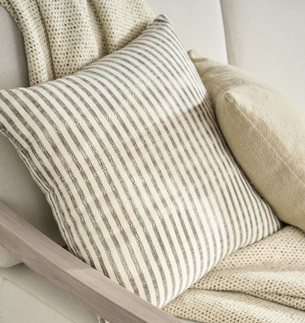 Woven Cotton Striped Pillow Cover by Rejuvenation