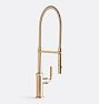 Culinary Descanso Knurled Handle Pull Down Kitchen Faucet with Button Sprayer, Satin Bronze PVD