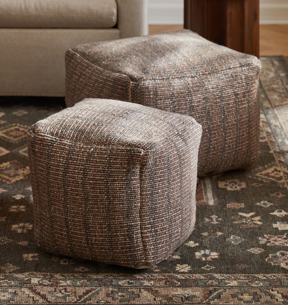 Shiloh Corded Wool & Jute Pouf by Rejuvenation