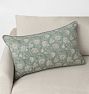 Callista Reversible Botanical Block Print Pillow with Piping 16x26 Agave