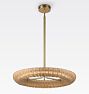 Maris 24in Drum Chandelier Brushed Gold Natural Fiber