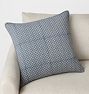 Lydia Reversible Micro Block Print Pillow with Piping 20x20 Indigo