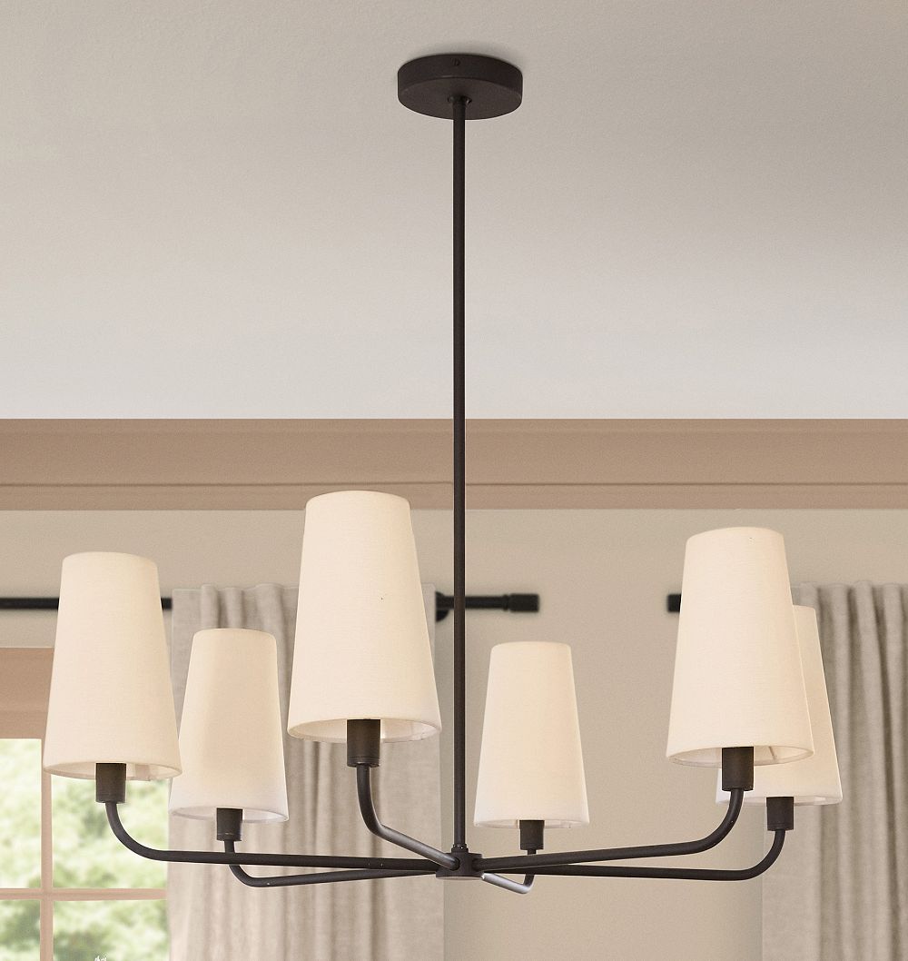 Ansel 34" Chandelier, Fabric Shades by Rejuvenation