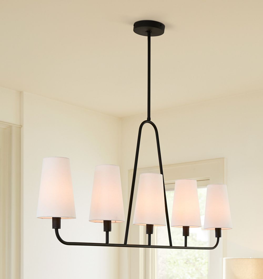 Ansel 43" Linear Pendant, Fabric Shades by Rejuvenation