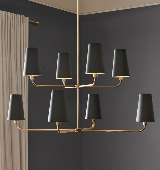 Ansel 46" 8-Light Double Tier Chandelier, Metal Shades by Rejuvenation