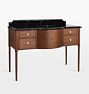 Juliette 48" Single Vanity, Walnut - Nero Marquina Marble - Undrilled - Hans in Aged Brass