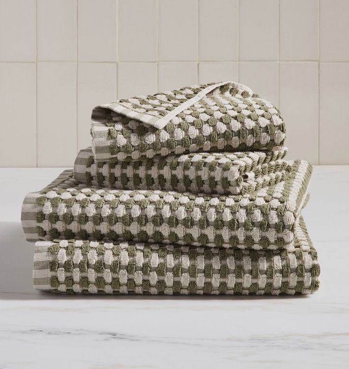 Dotted Terry Hydrocotton Organic Towel - Set of 4 - Fern