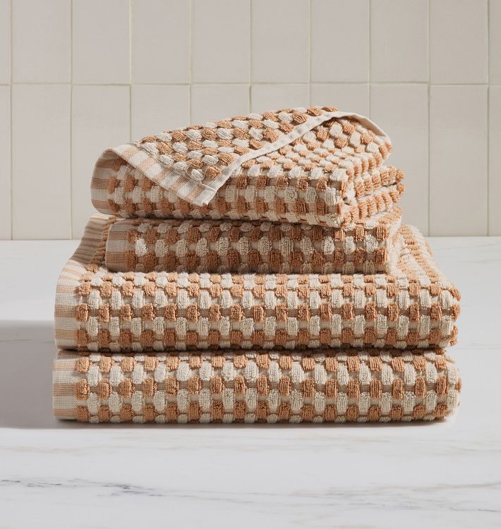 Dotted Terry Hydrocotton Organic Towel, Set of 4 in sunrise