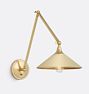 Poplar Articulating Task Sconce CP Long Cone 10in Shade Matte Buttercup ext and Brass int