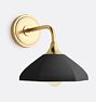 Poplar Single Decorative Sconce Aged Brass Hex Cone 10in Shade Matte Black