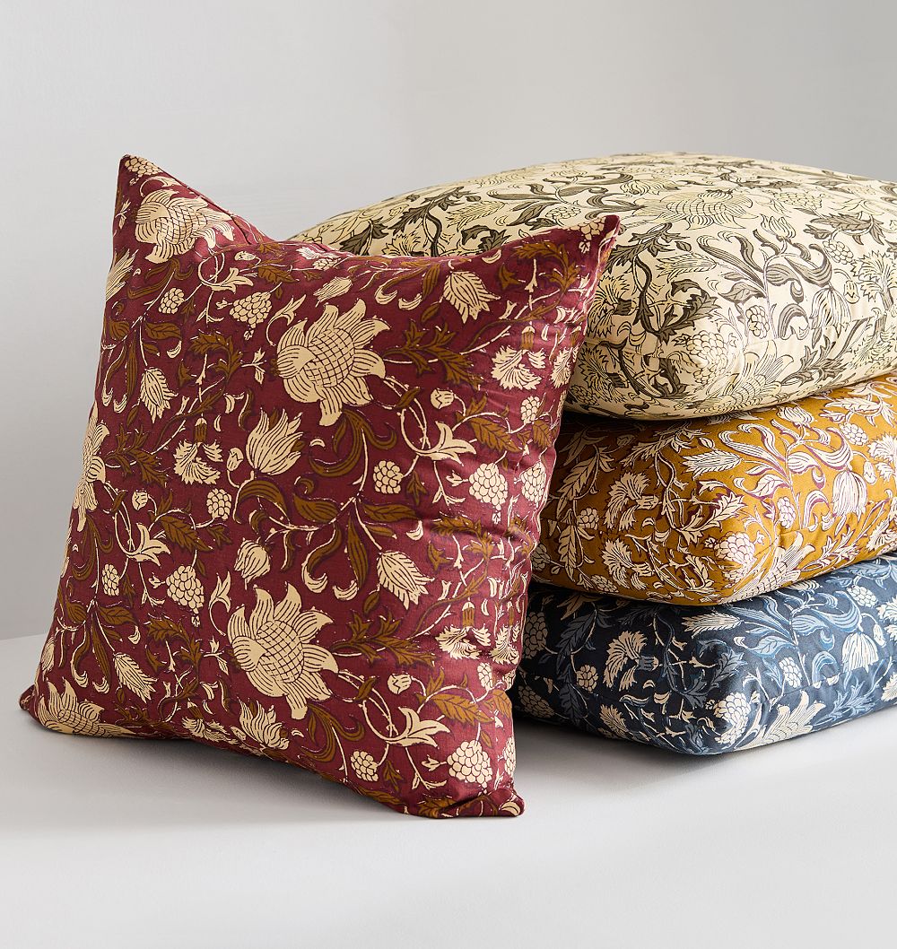 Blossom Block Print Pillow Cover by Rejuvenation