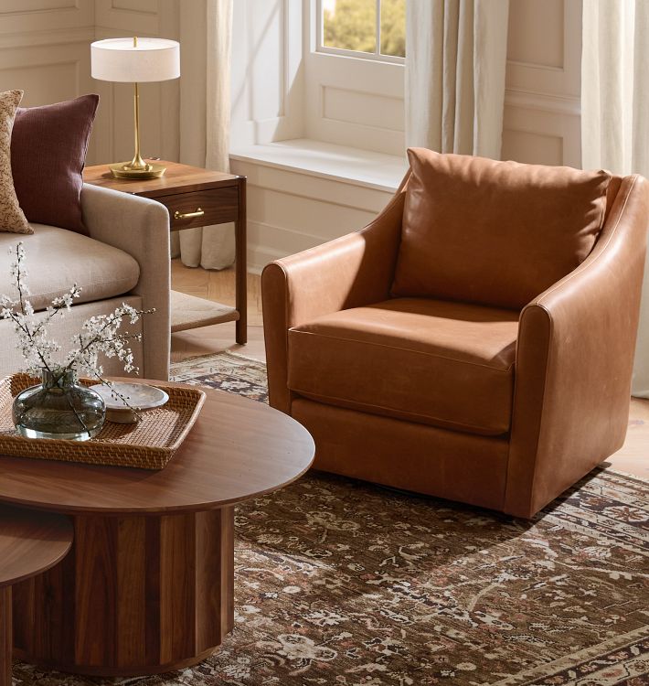 Luanna Leather Swivel Chair | Rejuvenation