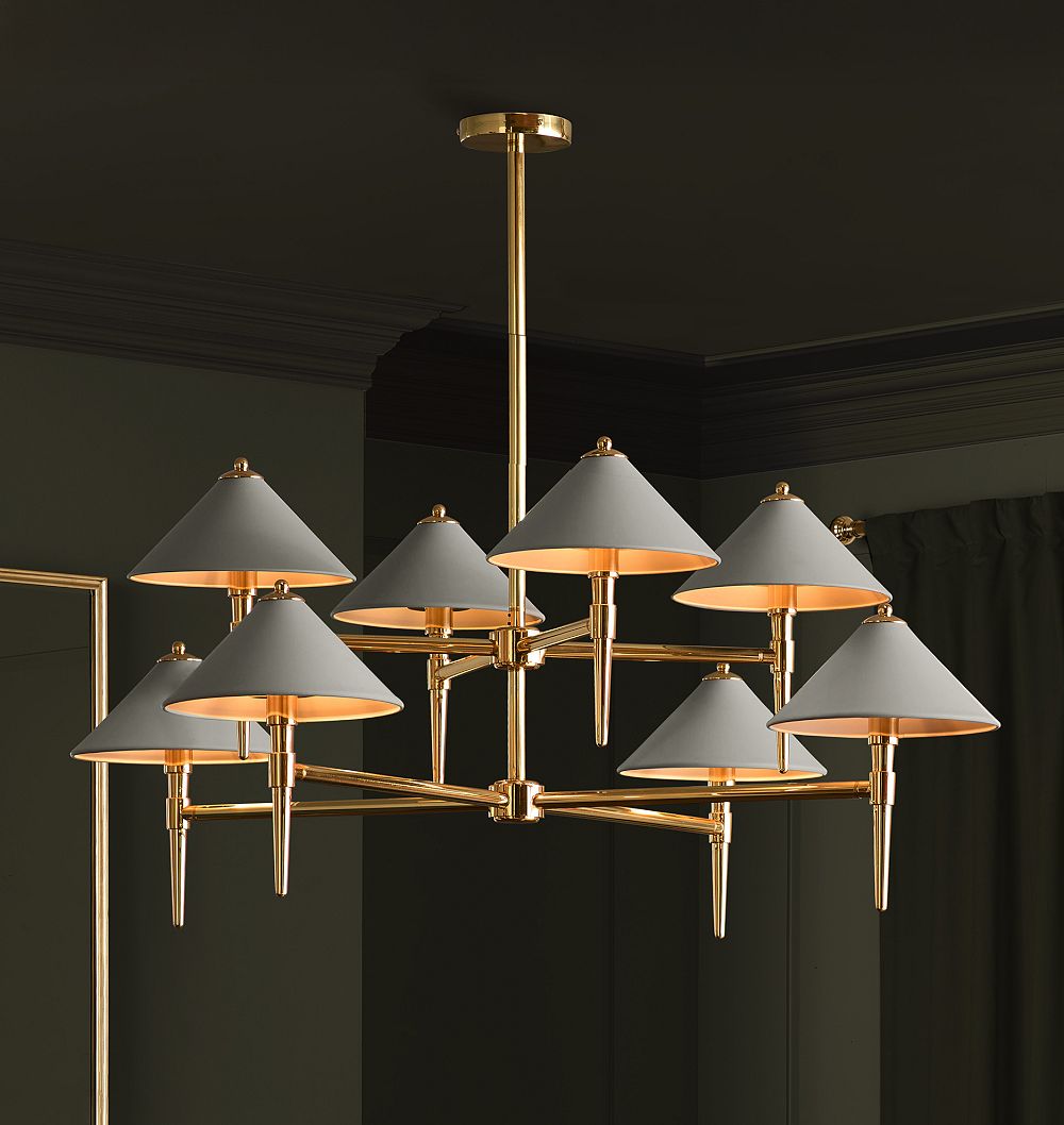 Rhone Double Tier Chandelier, 48" Width in Metal Shades by Rejuvenation