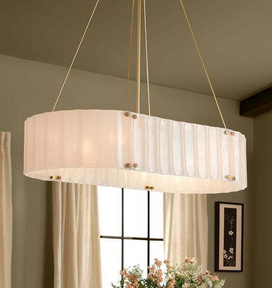 Willamette 48" Linear Chandelier, Pearl White Glass by Rejuvenation