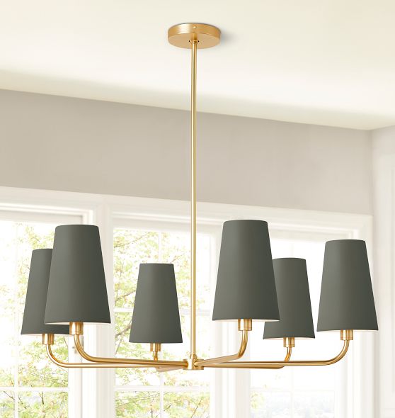 Ansel 34" Chandelier, Metal Shades by Rejuvenation