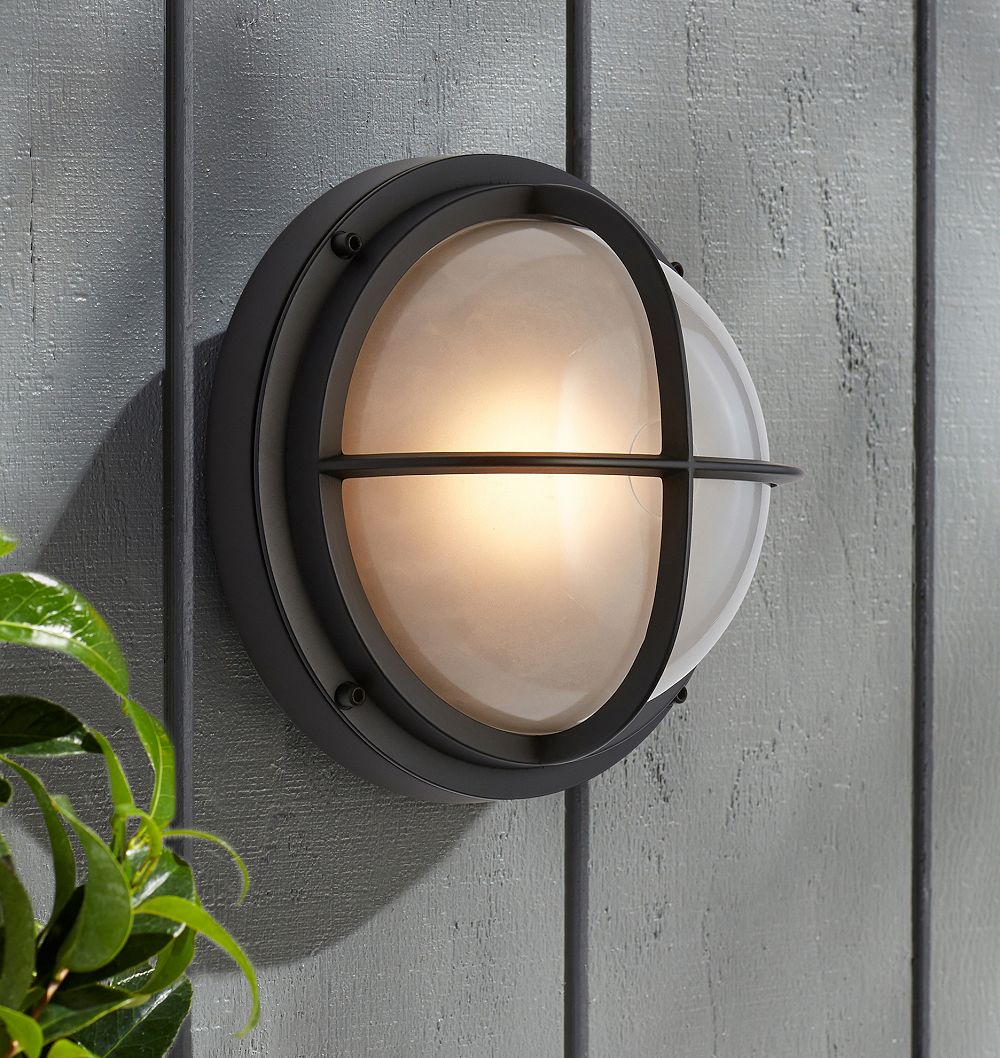 Seabeck 9" Dome-Caged Round Bulkhead Sconce by Rejuvenation