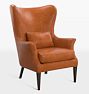 Open Box: Clinton Modern Wingback Leather Chair without Nailheads - Copeland Leather, Cider